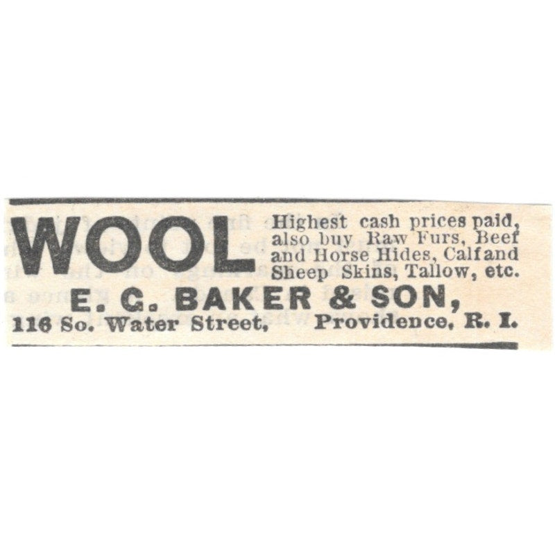 E.G. Baker & So Wool Providence RI 1905 Magazine Ad AF1-NES1