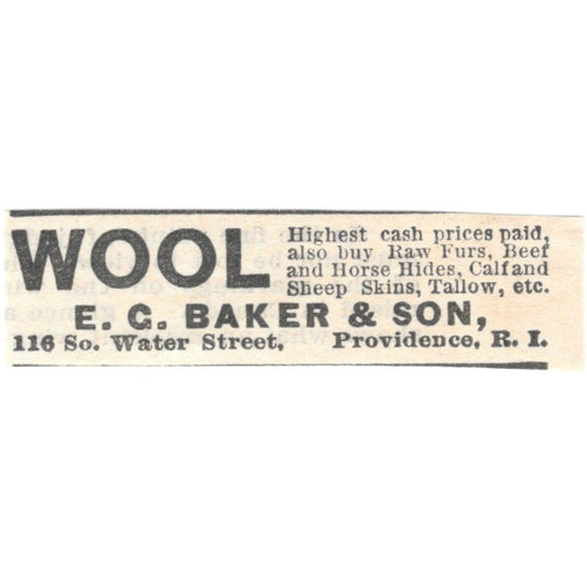 E.G. Baker & So Wool Providence RI 1905 Magazine Ad AF1-NES1