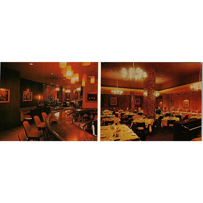 Les Champs Restaurant Lounge New York Vintage Extra Wide Postcard AF9-1