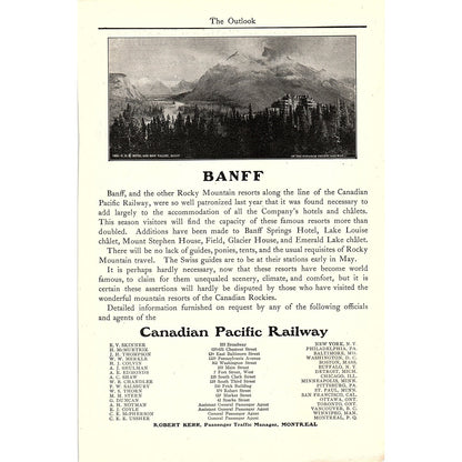 Canadian Pacific Railway Banff and Rocky Mountains Robert Kerr 1903 Ad AG3-7