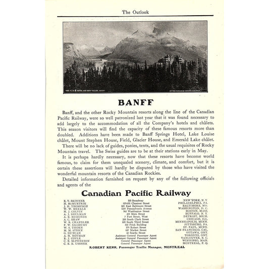 Canadian Pacific Railway Banff and Rocky Mountains Robert Kerr 1903 Ad AG3-7