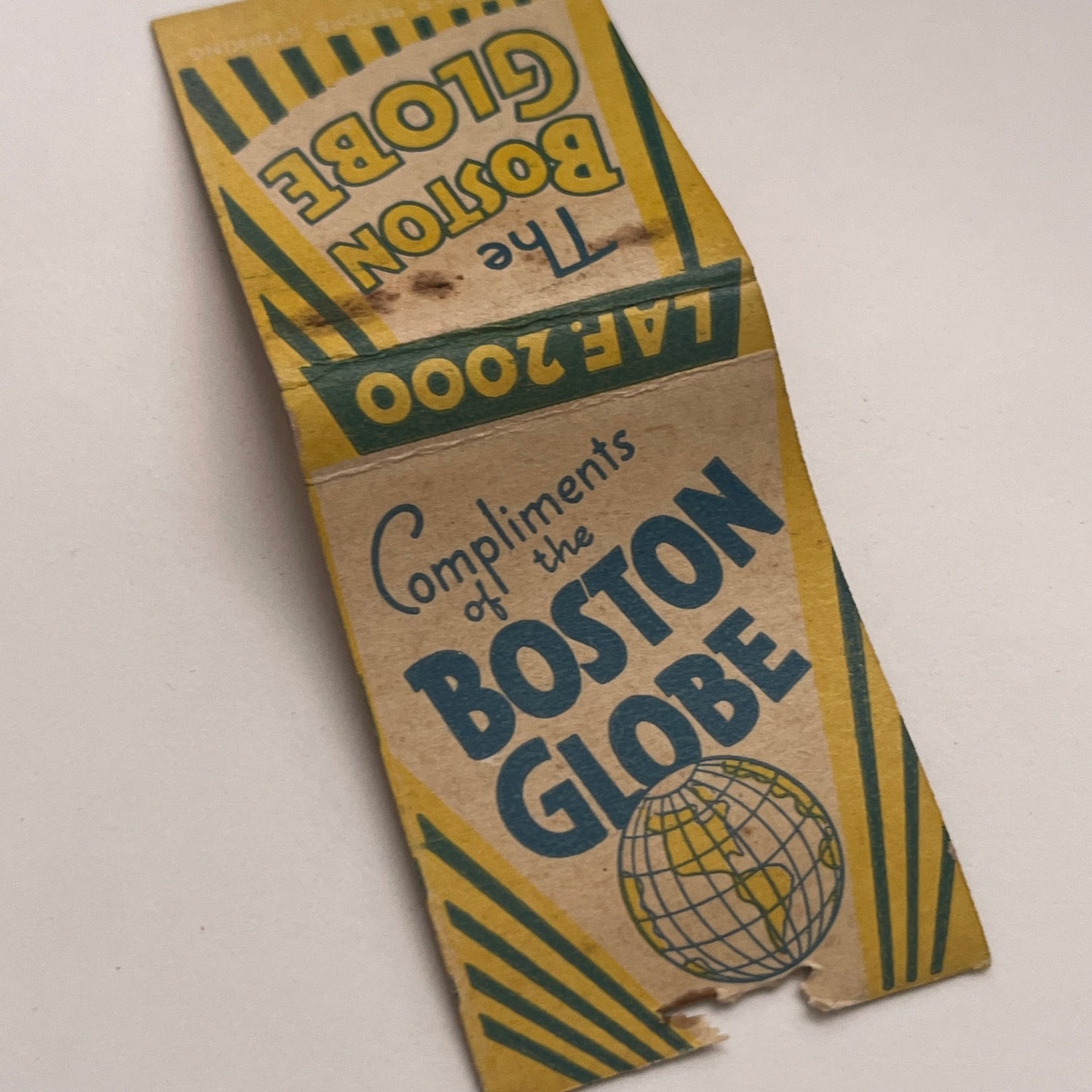 Compliments of the Boston Globe Vintage Matchbook Cover MM4-2