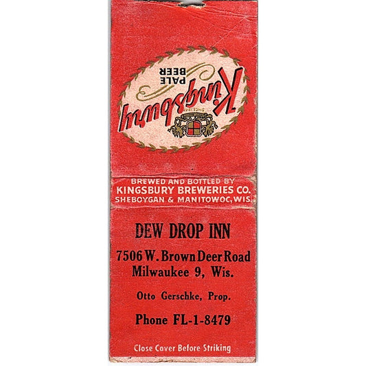 Dew Drop Inn Otto Gerschke Milwaukee WI Vintage Matchbook Cover SC7-Y5