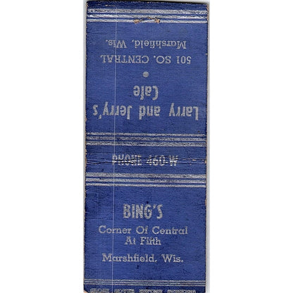 Bing's, Larry and Jerry's Cafe Marshfield WI Vintage Matchbook Cover MM11-9