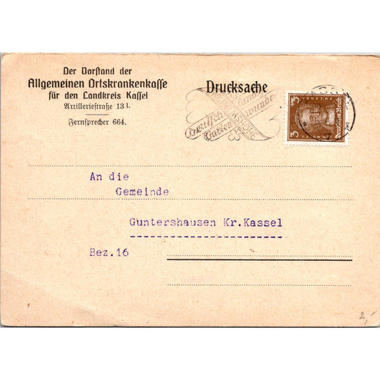 Guntershausen District of Kassel Health Board 1927 German Reich Postcard P5-12