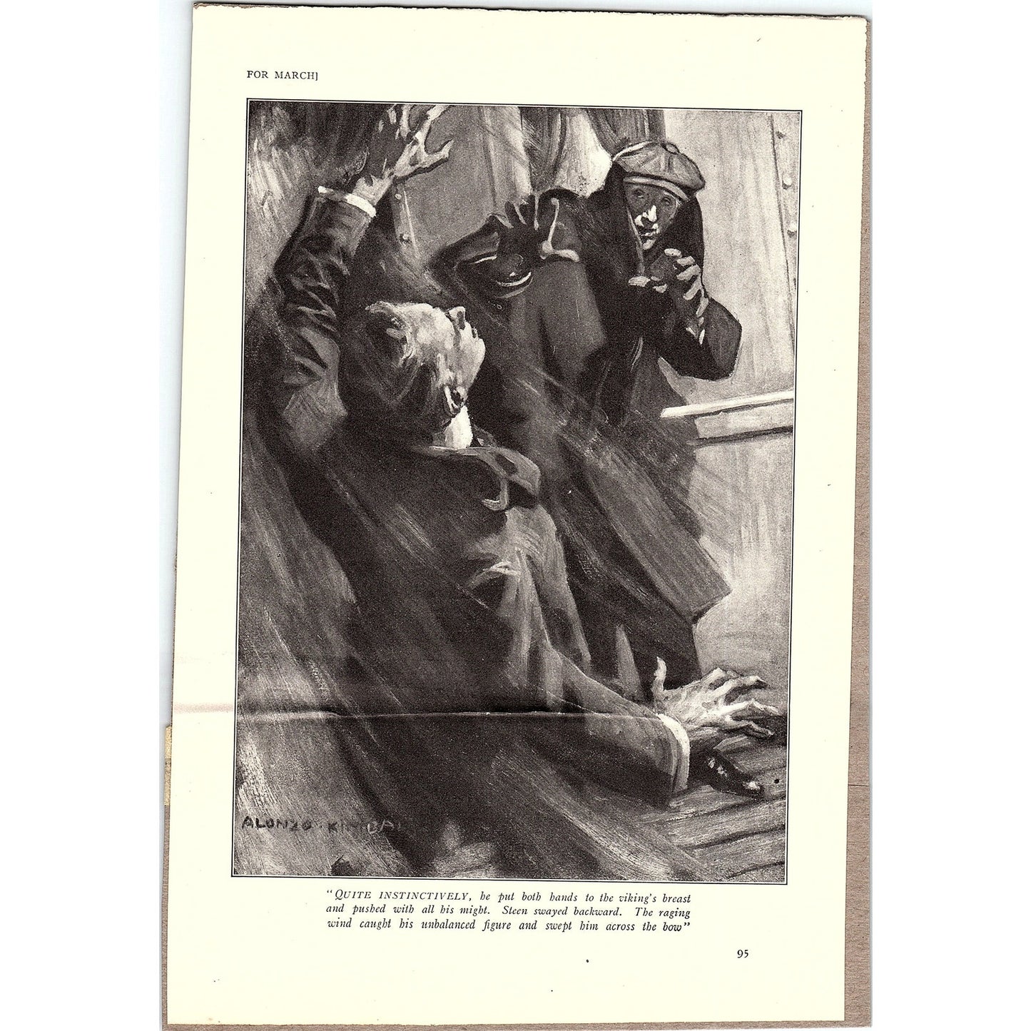 c1910 Alonzo Kimball Illustration Man in Shadows Vintage Art Print 6x9 V12