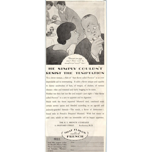 The R.T. French Co. Rochester NY 1928 Original Magazine Advertisement FL6-8