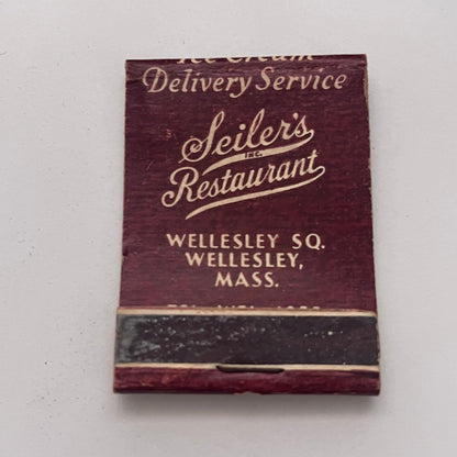 Seiler's Restaurant at Wellesley MA Vintage Matchbook Cover TB8-MB-2