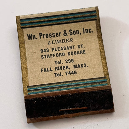 Wn. Prosser & So Lumber Fall River MA Upson Board Matchbook Cover TB8-MB2-10