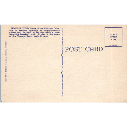 Wrigley Field Chicago Cubs Vintage Linen Postcard AF7-E11