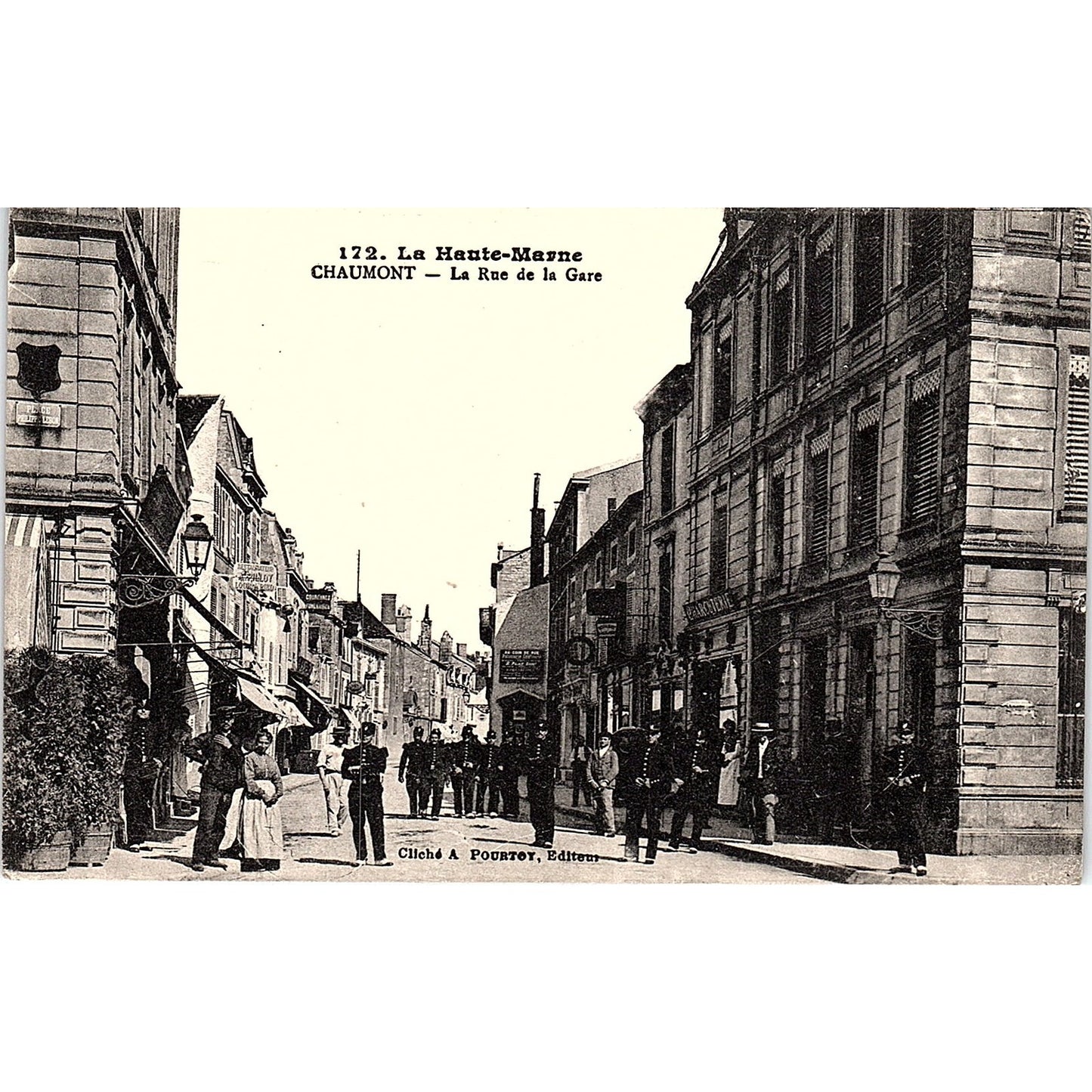 La Haute-Marne Chaumont La Rue De La Gare A Pourtoy French Antique Postcard PE11