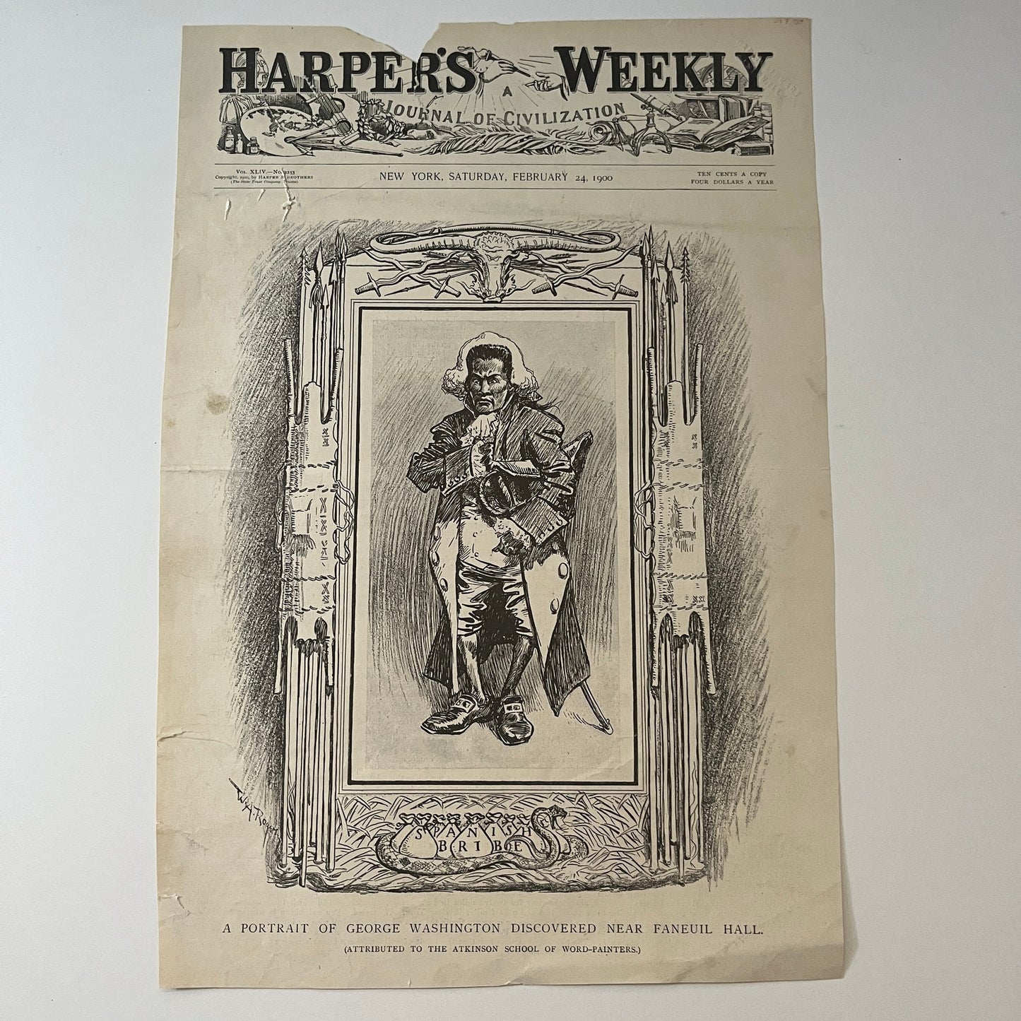Harper's Weekly Portrait of George Washington Satire COVER ONLY 1900 Feb 24 V1-7