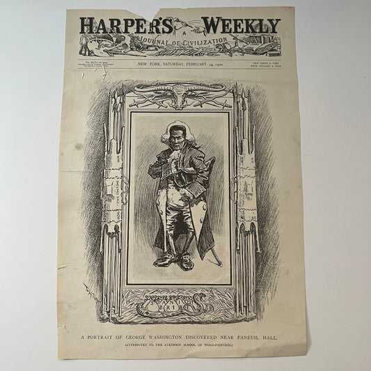 Harper's Weekly Portrait of George Washington Satire COVER ONLY 1900 Feb 24 V1-7