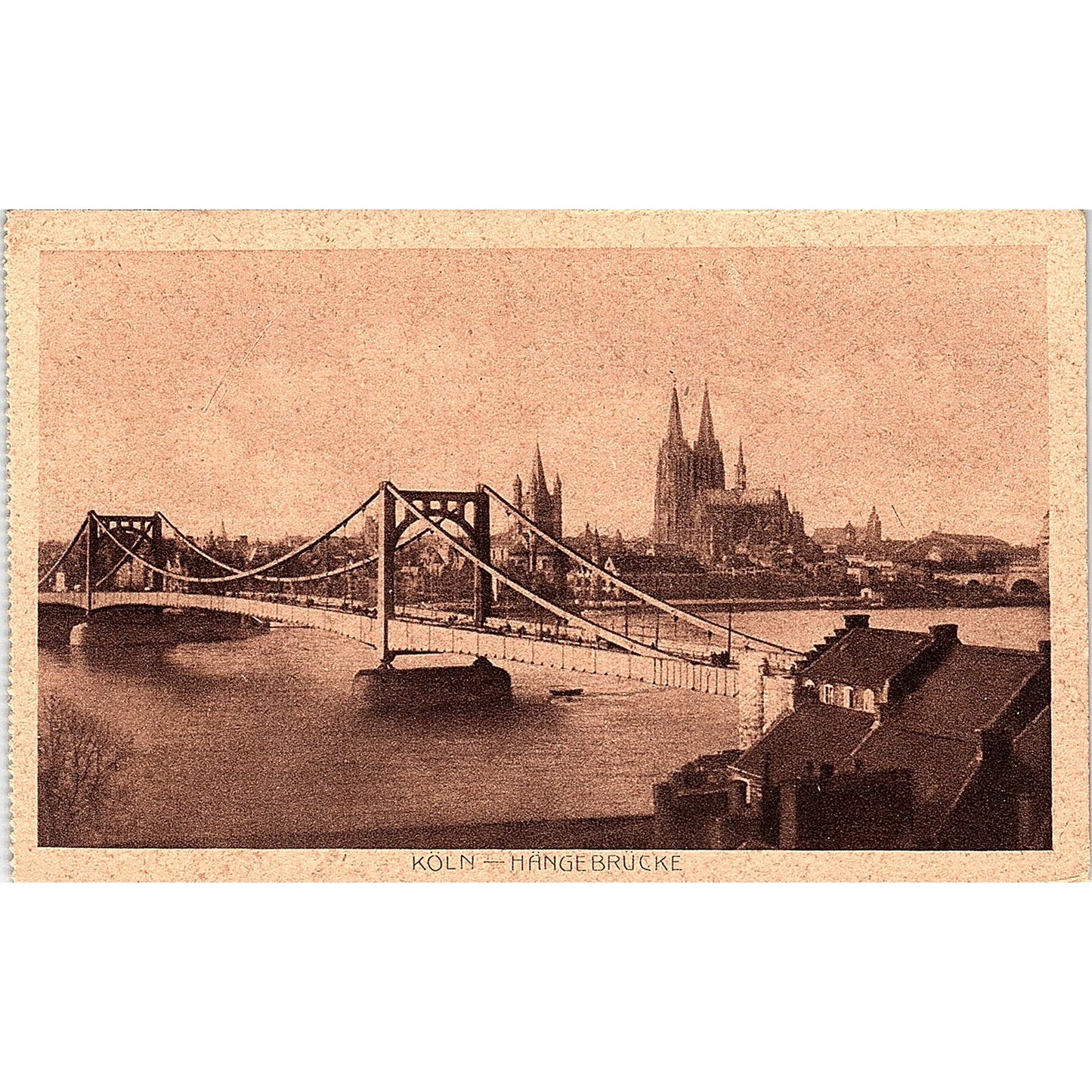 Koln Hangebrucke German Antique Postcard PE9
