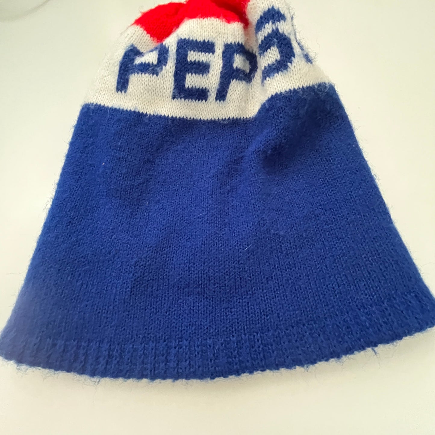 Vintage 1970s Knit Pepsi Stocking Cap Winter Beanie Hat TF9