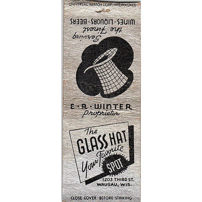 The Glass Hat E.R. Winter Wausau WI Vintage Matchbook Cover SF3-Y1