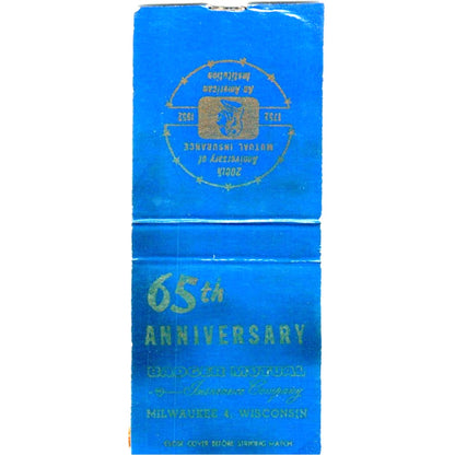 Badger Mutual Ins 65th Anniversary Milwaukee WI Vintage Matchbook Cover SD4-Y10