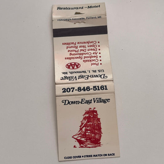 Down-East Village Restaurant Motel Yarmouth ME Vintage Matchbook Cover MM2-7