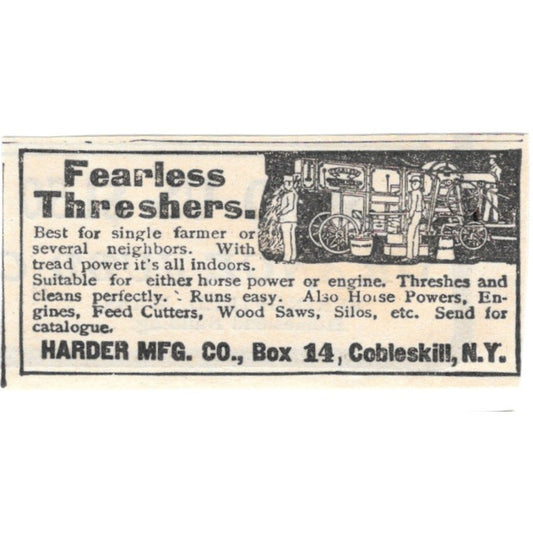 Fearless Threshers Harder Mfg Co Cobleskill NY 1905 Magazine Ad AF1-NES2