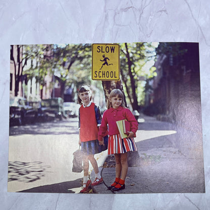 Retro Kitsch School Girls Crossing the Street 8x10" Art Print V20