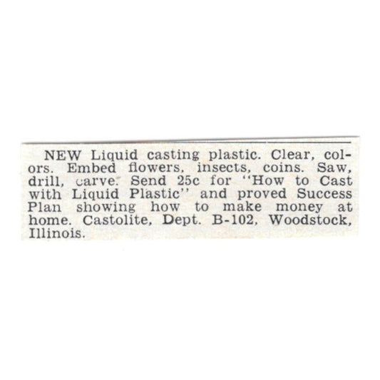 Liquid Casting Plastic - Castolite, Woodstock IL 1955 Ad AG1-S5