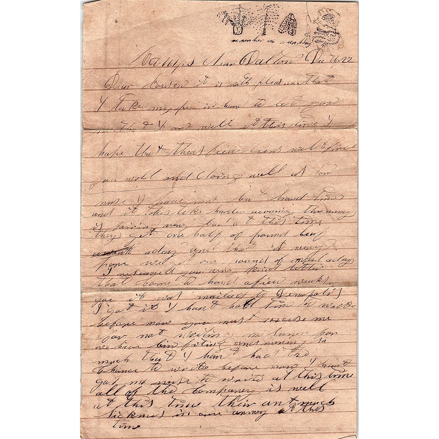 Antique Handwritten Letter H.J. Basley Elisabeth Pevey AF9-M3