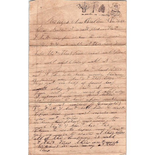 Antique Handwritten Letter H.J. Basley Elisabeth Pevey AF9-M3