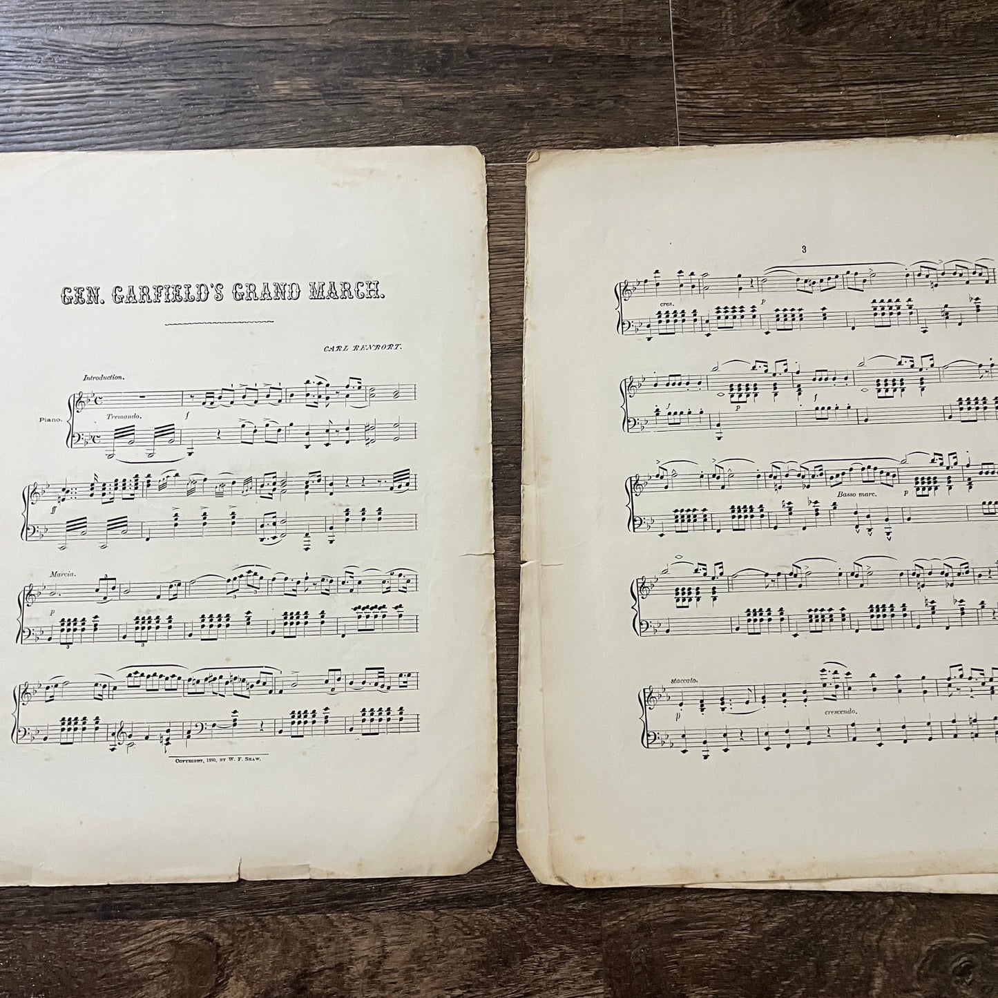 Gen. Garfield's Grand March by Carl Renbort 1880 Sheet Music V33-4