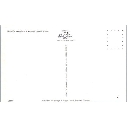 Red Covered Bridge Over River in Vermont Vintage Covered Bridge Postcard PC12