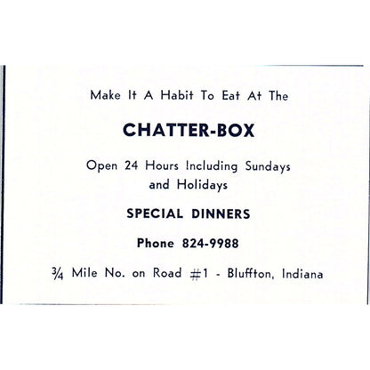 Chatter-Box Restaurant Bluffton Indiana 1964 Ad AG1-M8