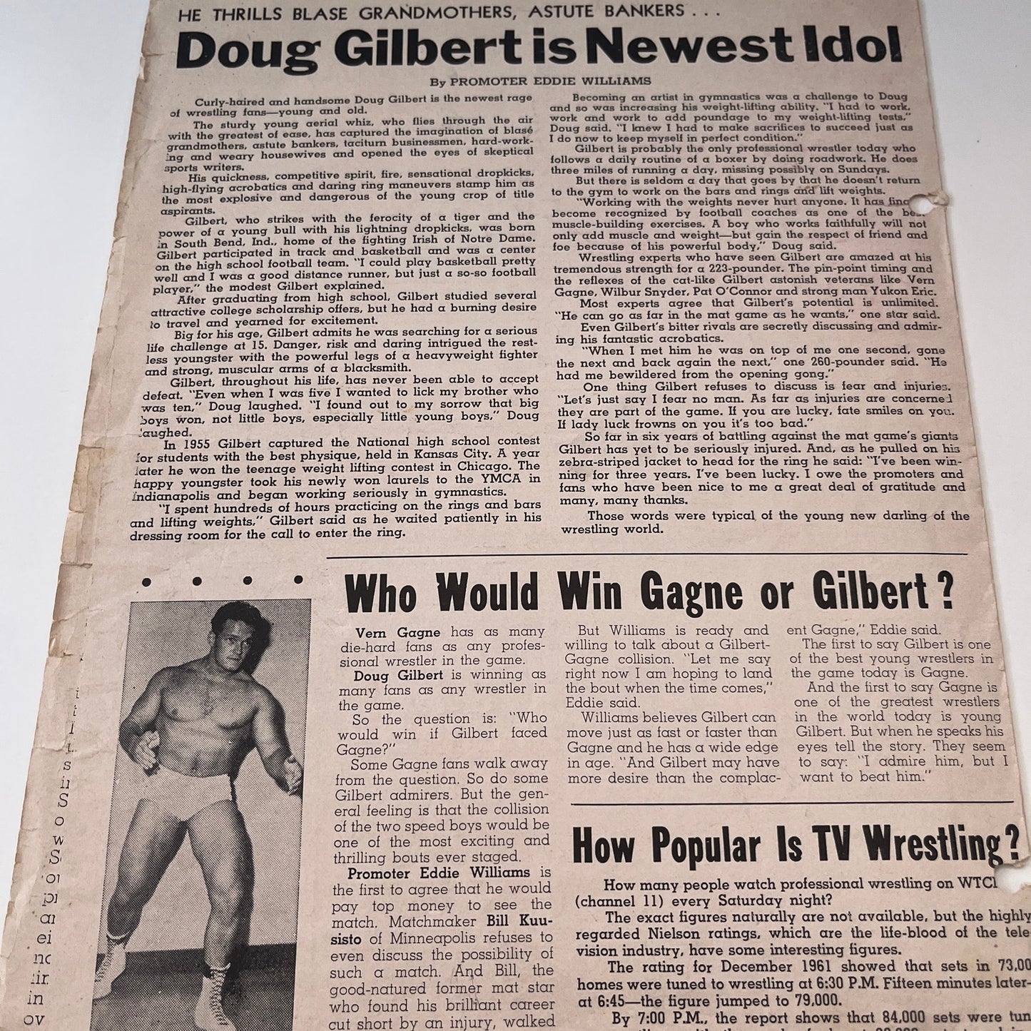 Kowalski Mr. M Gilbert Scarpello Apr 7 1962 Wrestling Facts Program & Card V1-3