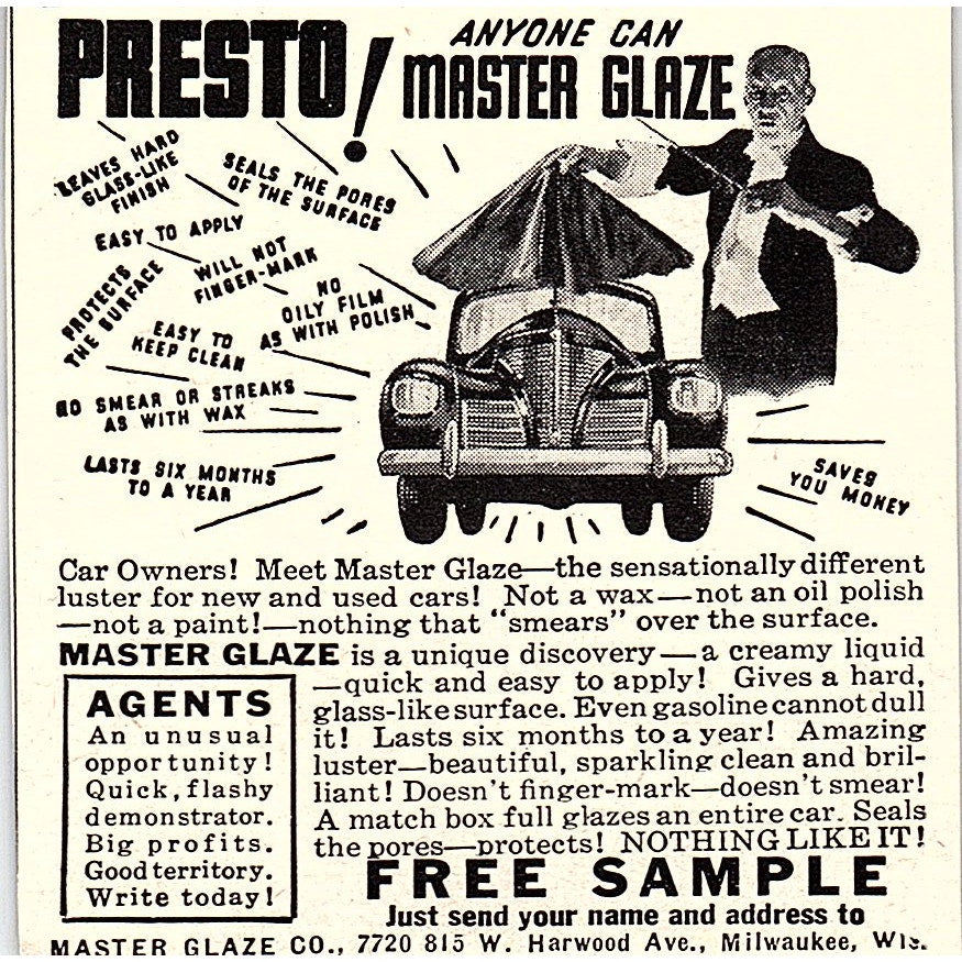 Presto! Master Glaze Co Milwaukee WI 1955 Ad AF9-M4