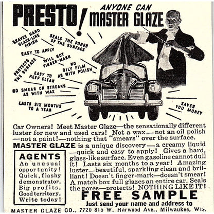 Presto! Master Glaze Co Milwaukee WI 1955 Ad AF9-M4