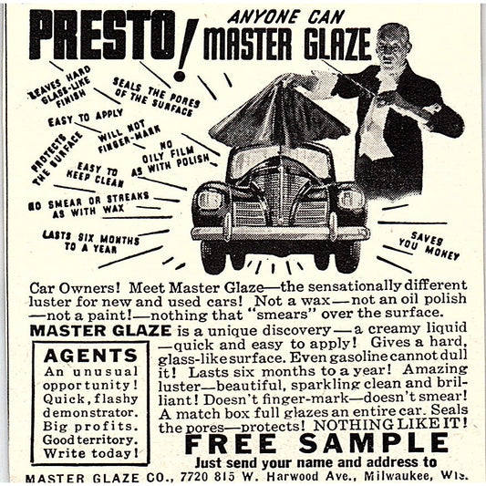 Presto! Master Glaze Co Milwaukee WI 1955 Ad AF9-M4