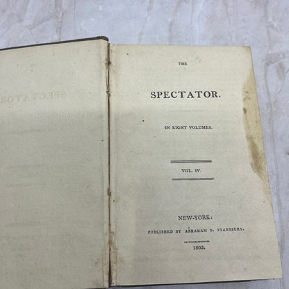 1803 The Spectator Volume 4 Abraham C. Stansbury TG8-B3