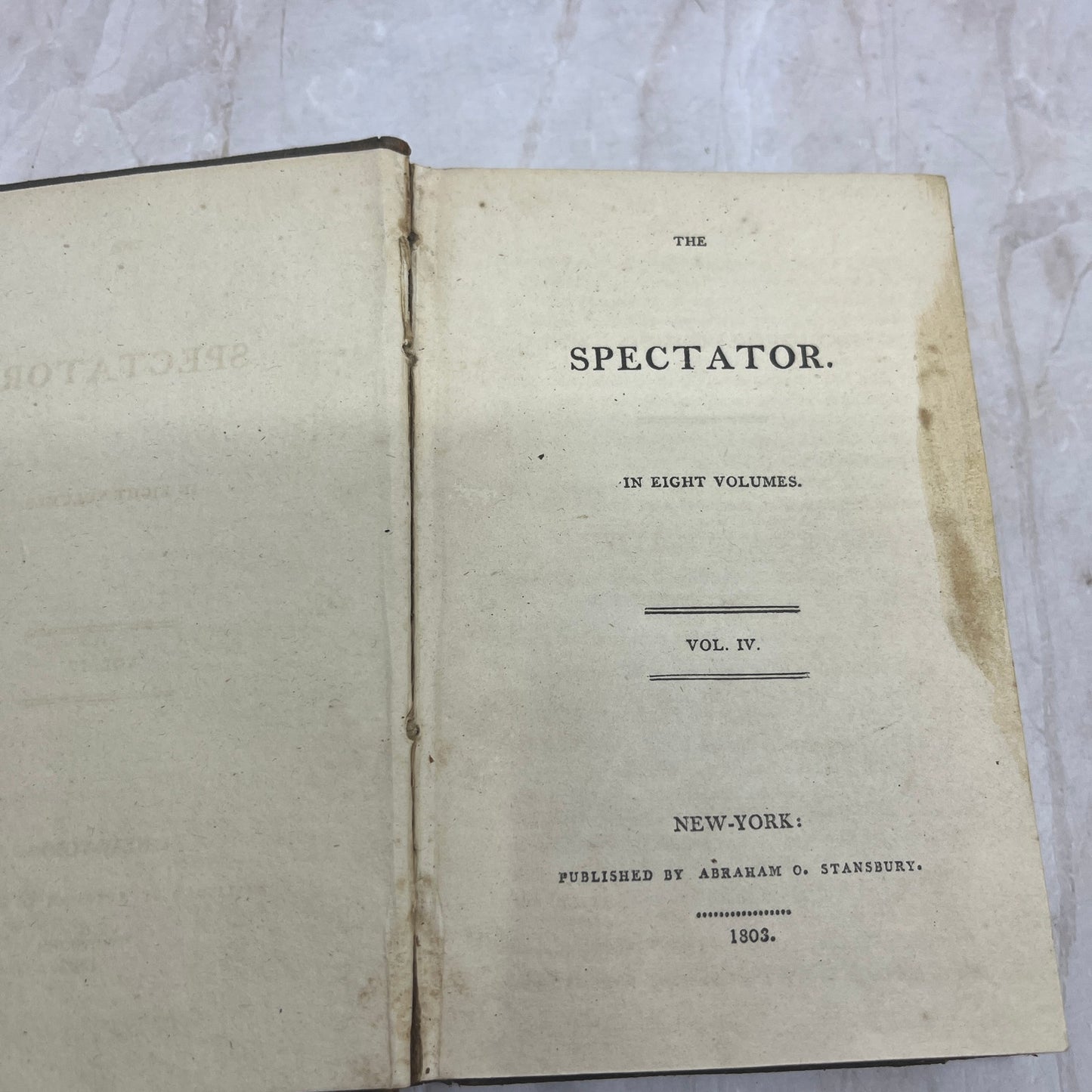 1803 The Spectator Volume 4 Abraham C. Stansbury TK3-B3