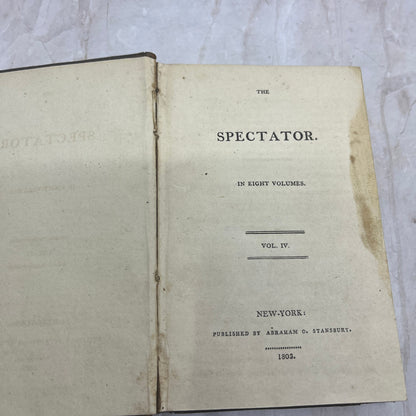 1803 The Spectator Volume 4 Abraham C. Stansbury TK3-B3