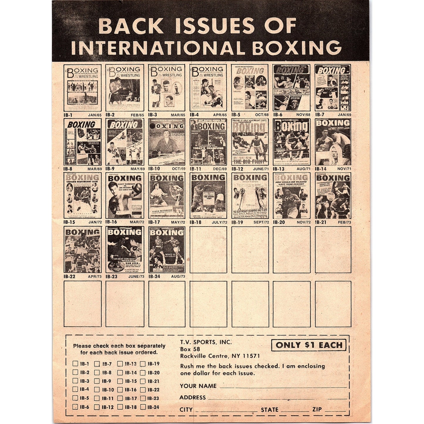 World-Wide Boxer Ratings Compiled by Editors of World Boxing 1974 Ad AG1-10