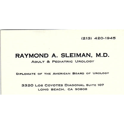 Adult & Pediatric Urology, Ratmond A. Sleiman, CA Vintage Business Card SF-B7