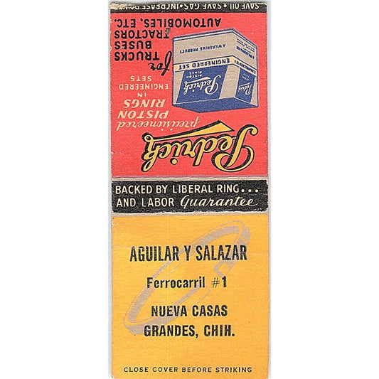Aguilar Y Salazar Nueva Casas Grandes, Chih Vintage Matchbook Cover SC7-Y10