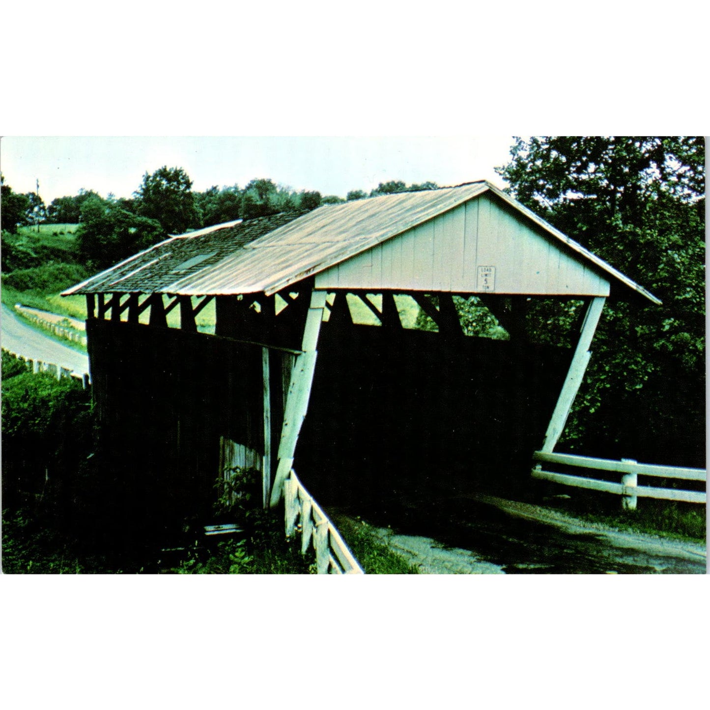 Burton Bridge Fairfield County #47 Lancaster OH Covered Bridge Postcard PB10