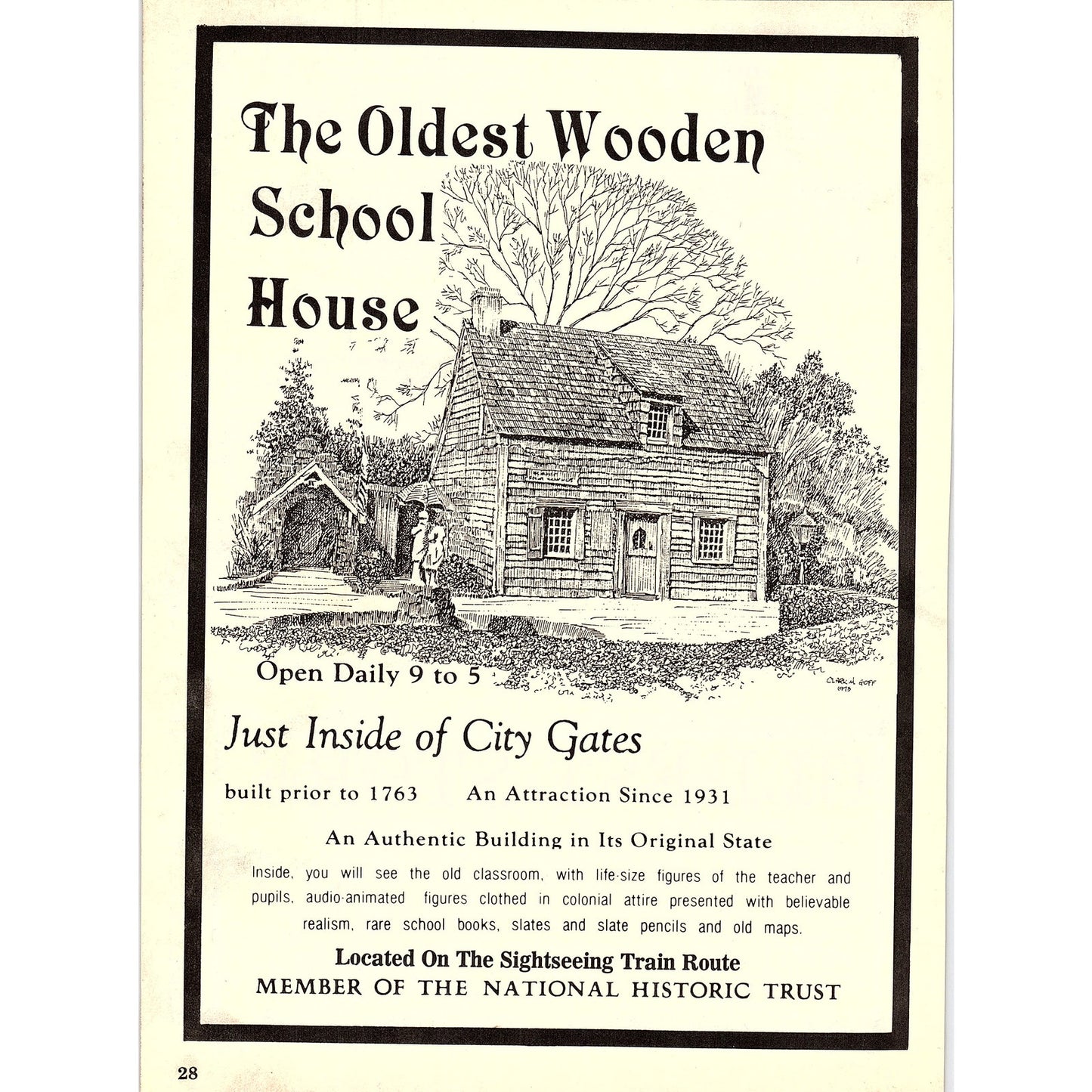The Oldest Wooden Schoolhouse in St. Augustine FL 1989 Ad AF9-13