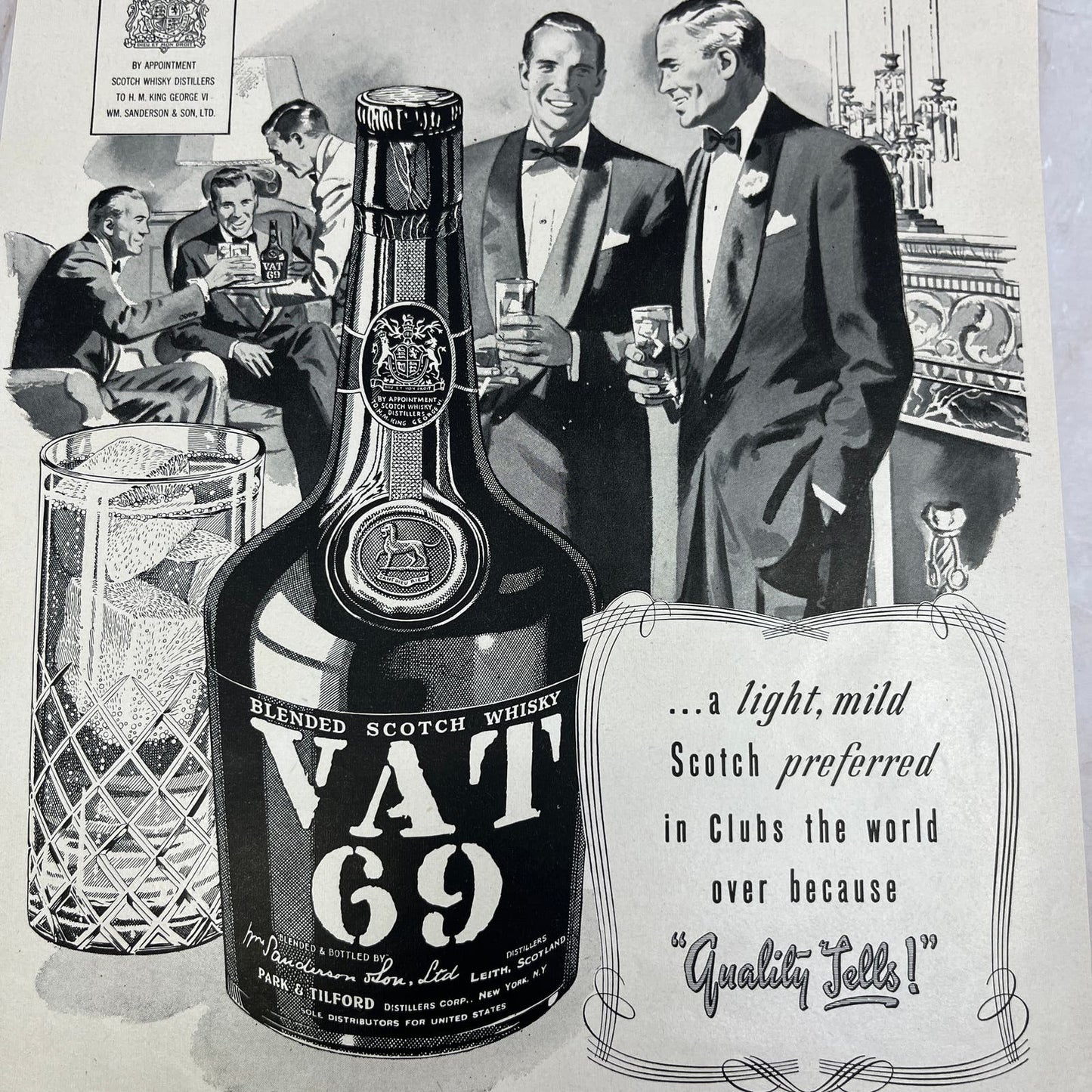 VAT 69 Scotch Whiskey Park & Tilford NY 1951 Magazine Ad FL6-10