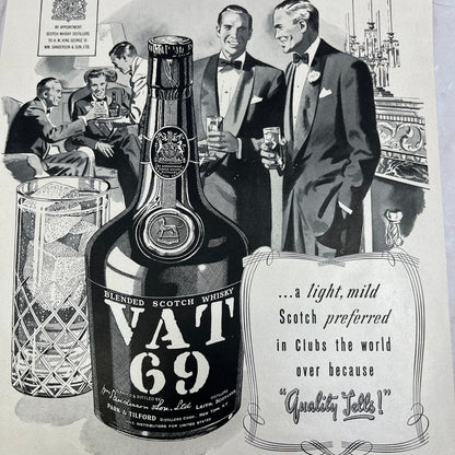 VAT 69 Scotch Whiskey Park & Tilford NY 1951 Magazine Ad FL6-10