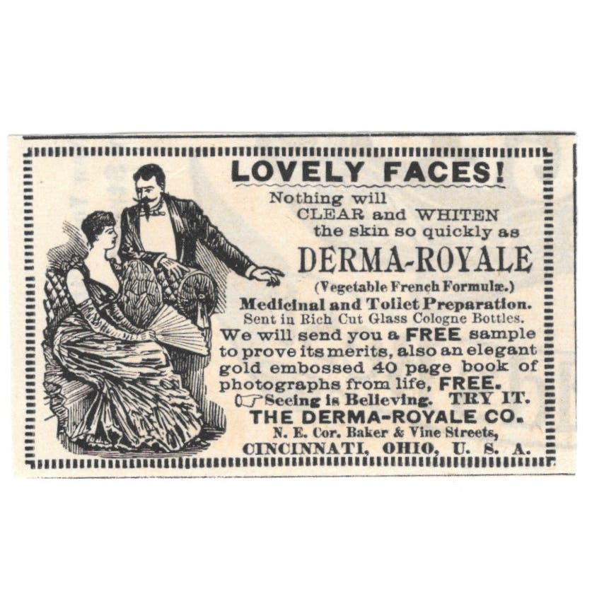 Derma-Royale Co Skin Care Cincinnati OH c1890 Victorian Ad AE9-CH1