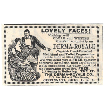 Derma-Royale Co Skin Care Cincinnati OH c1890 Victorian Ad AE9-CH1
