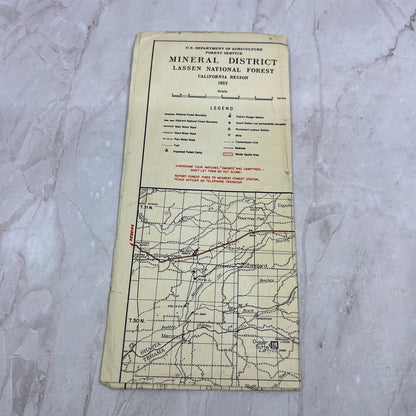 1952 USDA Mineral District Lassen National Forest California Fold Out Map TH9-CB