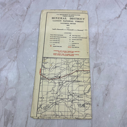 1952 USDA Mineral District Lassen National Forest California Fold Out Map AF7-E4