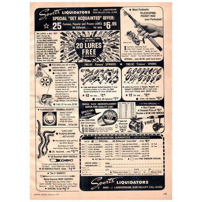 Sports Liquidators Fishing Sale Sun Valley CA 1977 Ad D25