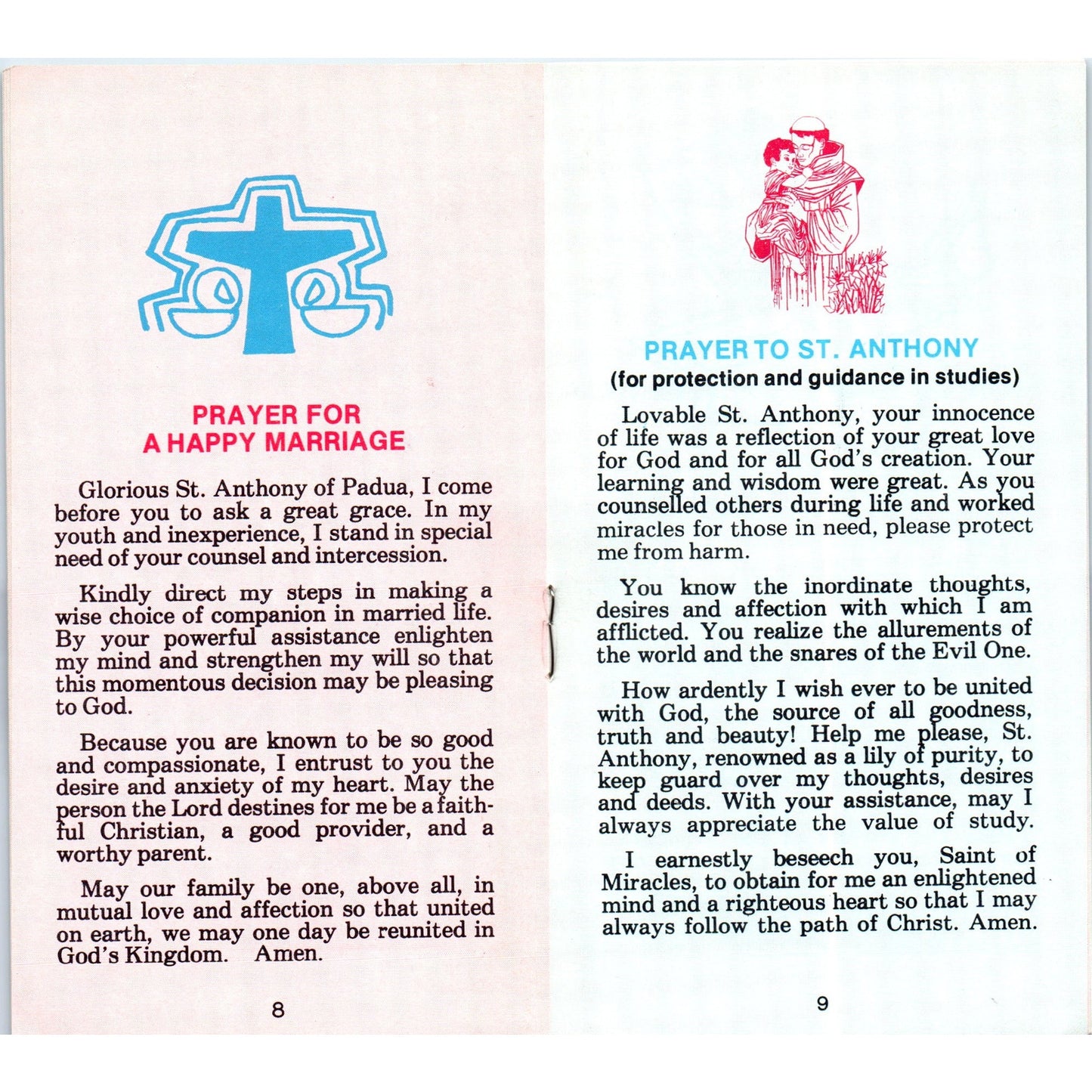 O Glorious St. Anthony Vintage Catholic Prayer Leaflet TH2-PC2